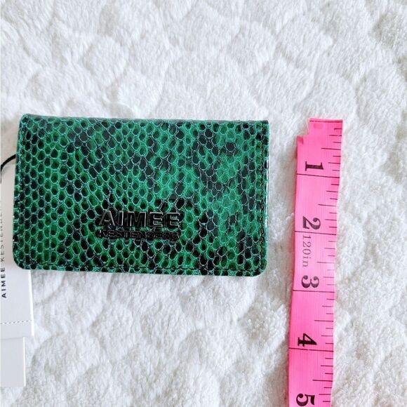 NEW Aimee Kestenberg Sammy bifold wallet emerald green snakeskin leather - Picture 3 of 8